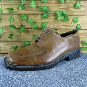 Todd‎ Welsh Men 10.5 Brown Leather Square Toe Oxford Dress Shoes Classic Comfort